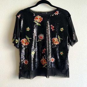 Zara Sequin Embellished Top